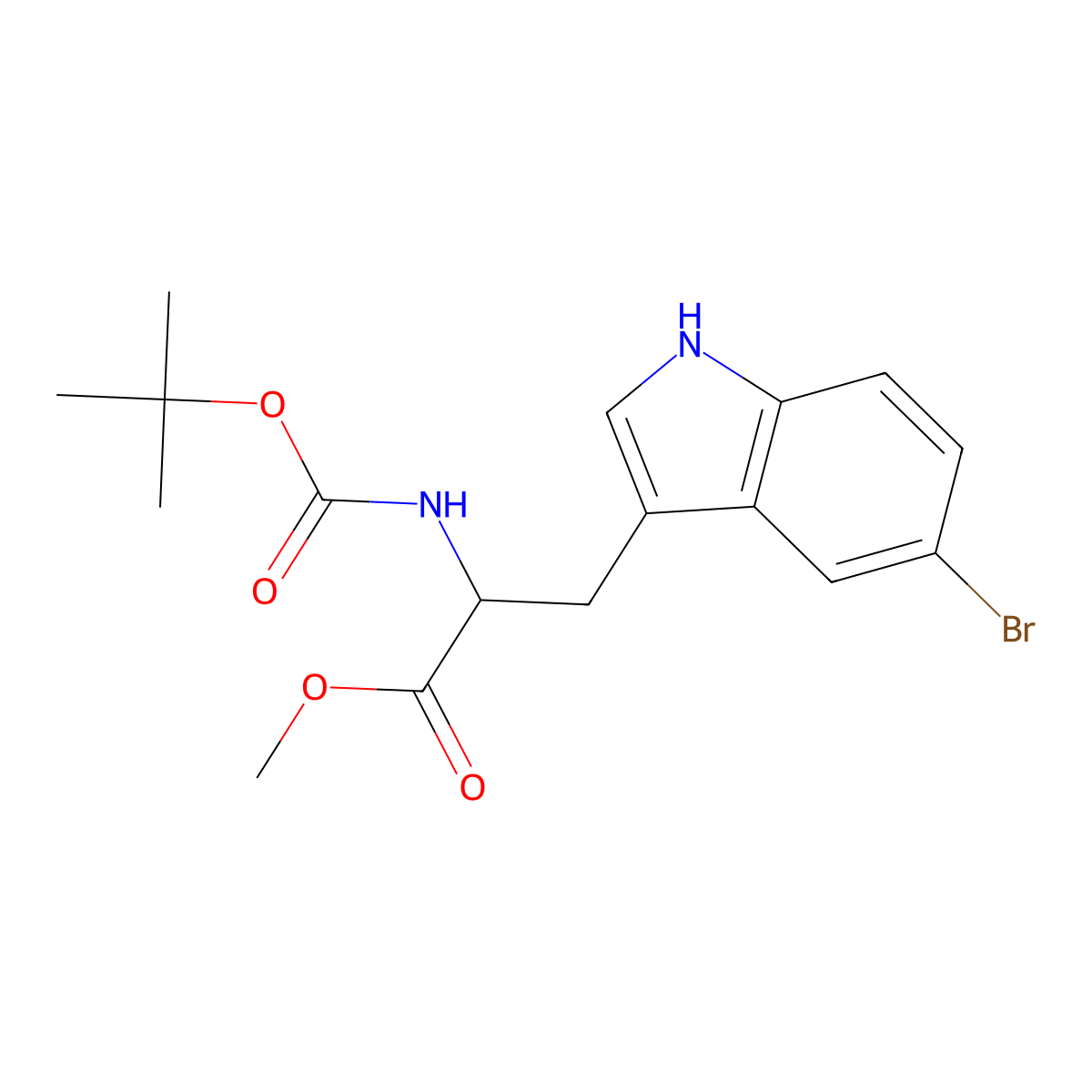 methyl 3-(5-bromo-1H-indol-3-yl)-2-{[(tert-butoxy)carbonyl]amino}propanoate molecular structure, CAS 1616735-68-2