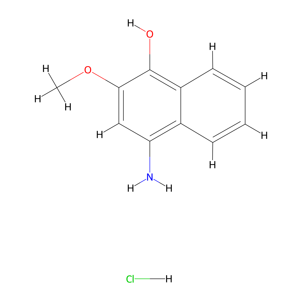 4-Amino-2-methoxynaphthalen-1-ol hydrochloride molecular structure, CAS 1616752-18-1