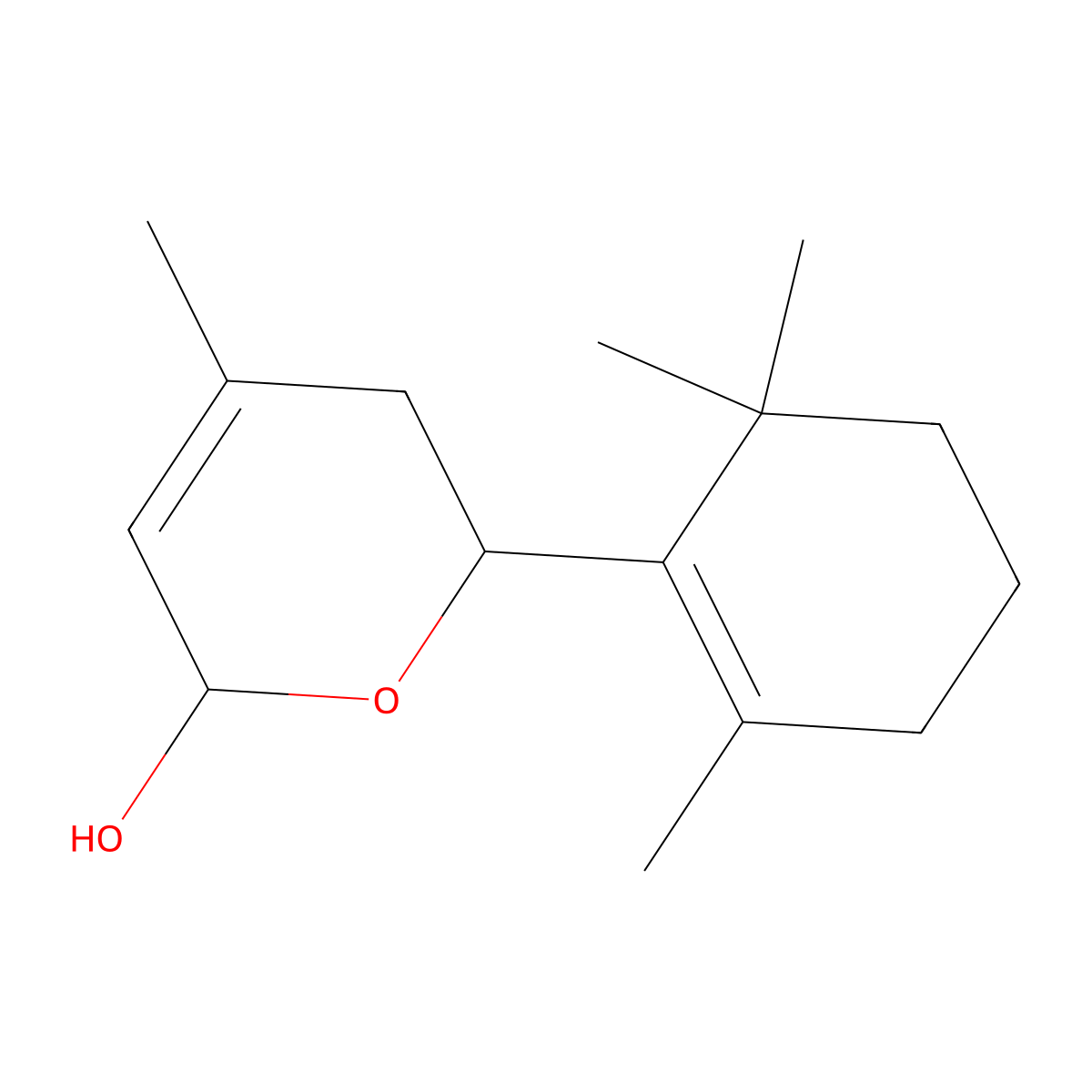 4-Methyl-6-(2,6,6-trimethylcyclohex-1-en-1-yl)-5,6-dihydro-2H-pyran-2-ol molecular structure, CAS 161676-56-8