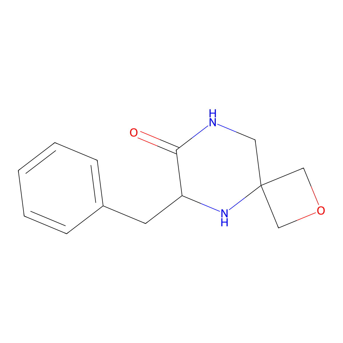 (S)-6-benzyl-2-oxa-5,8-diazaspiro[3.5]nonan-7-one molecular structure, CAS 1616761-92-2