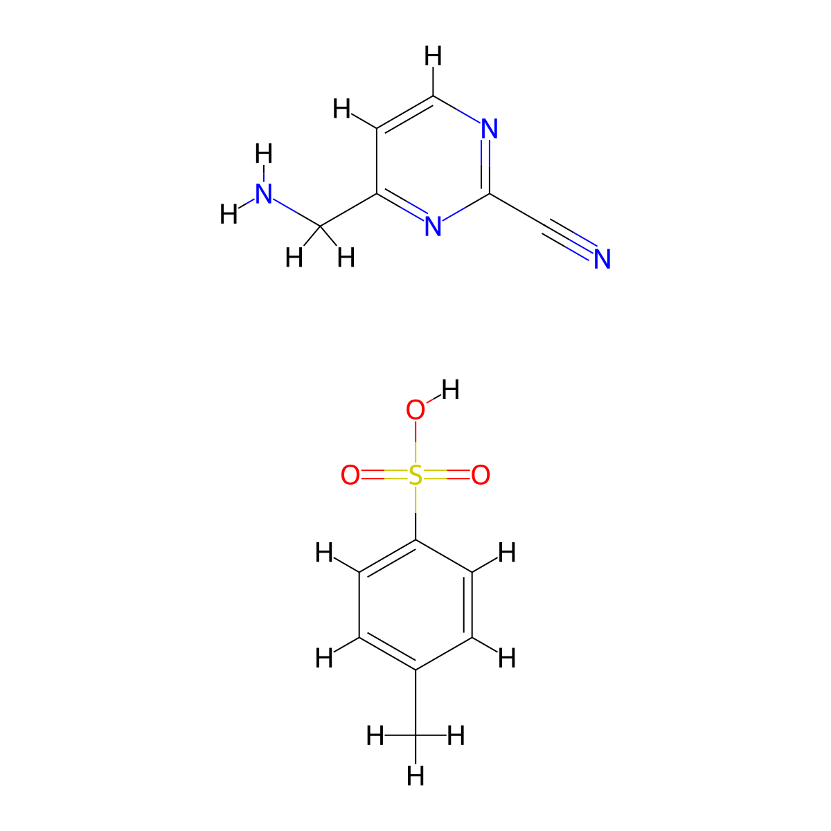 4-(Aminomethyl)pyrimidine-2-carbonitrile; 4-methylbenzene-1-sulfonic acid molecular structure, CAS 1616775-56-4