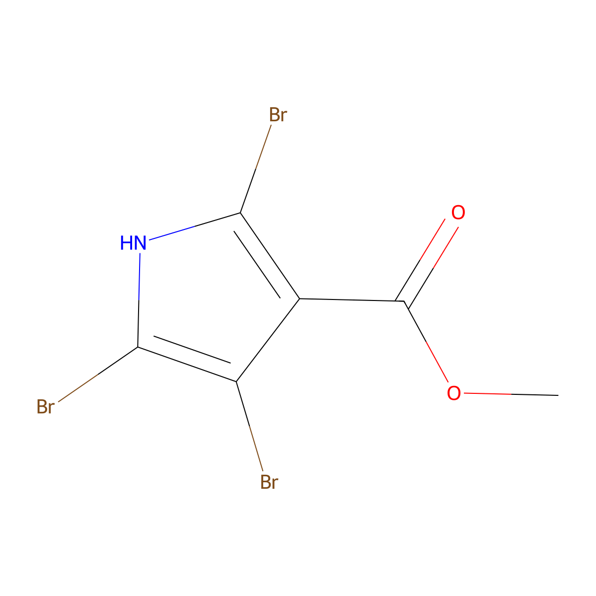 methyl 2,4,5-tribromo-1H-pyrrole-3-carboxylate molecular structure, CAS 16168-96-0