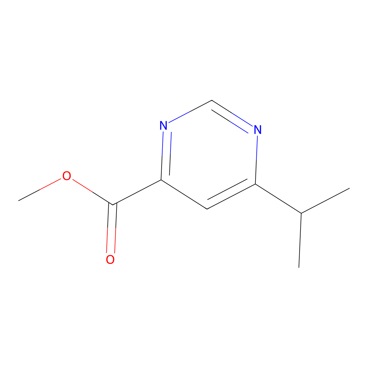 Methyl 6-(propan-2-yl)pyrimidine-4-carboxylate molecular structure, CAS 1616801-66-1