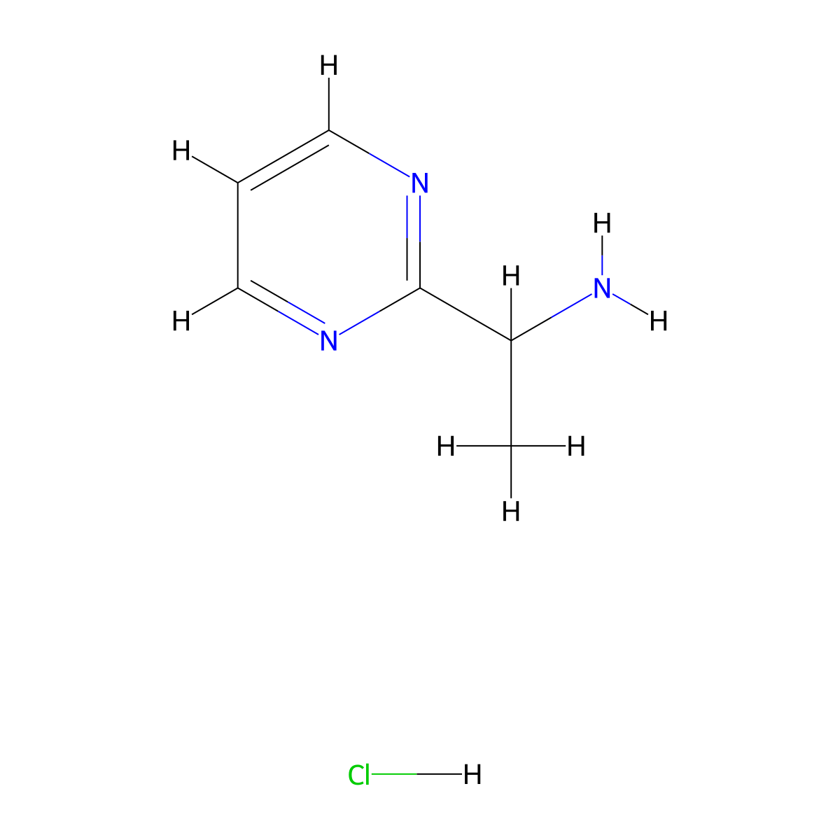 1-(Pyrimidin-2-yl)ethanamine hydrochloride molecular structure, CAS 1616809-52-9