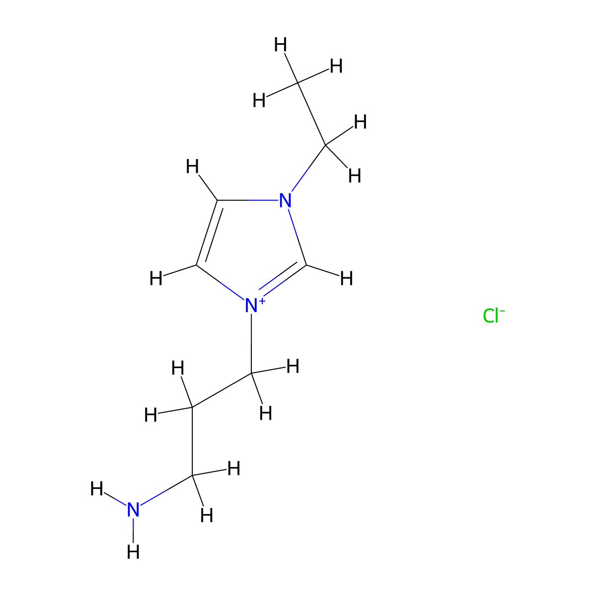 3-(3-Aminopropyl)-1-ethyl-1H-imidazol-3-ium chloride molecular structure, CAS 1616859-58-5
