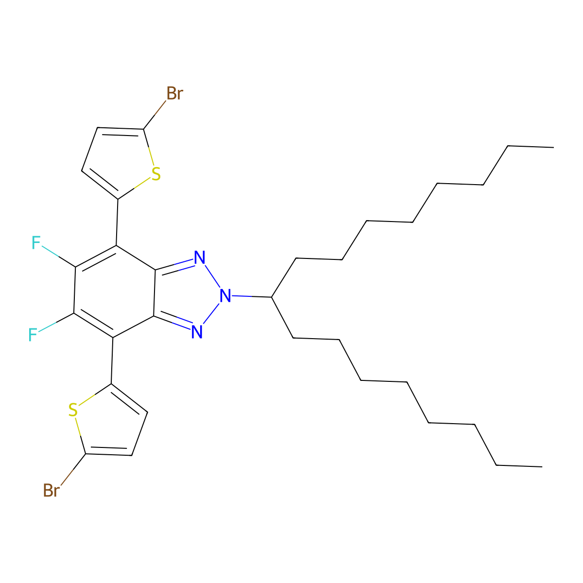 2H-Benzotriazole, 4,7-bis(5-bromo-2-thienyl)-5,6-difluoro-2-(1-octylnonyl)- molecular structure, CAS 1616860-72-0