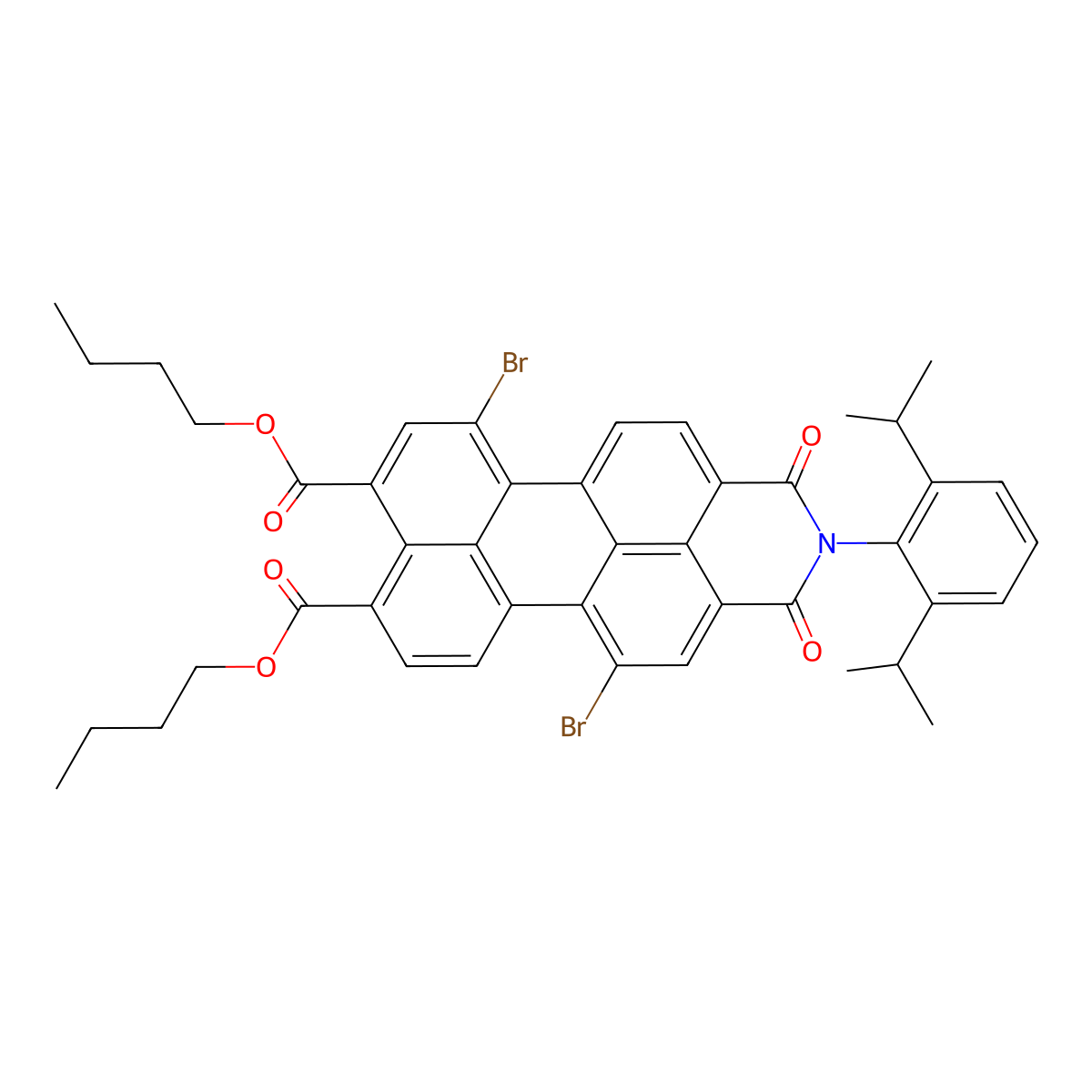 Dibutyl 3,12-dibromo-16-[2,6-di(propan-2-yl)phenyl]-15,17-dioxo-16-azahexacyclo[12.6.2.12,6.011,21.018,22.010,23]tricosa-1(21),2,4,6,8,10(23),11,13,18(22),19-decaene-5,7-dicarboxylate molecular structure, CAS 1616921-47-1