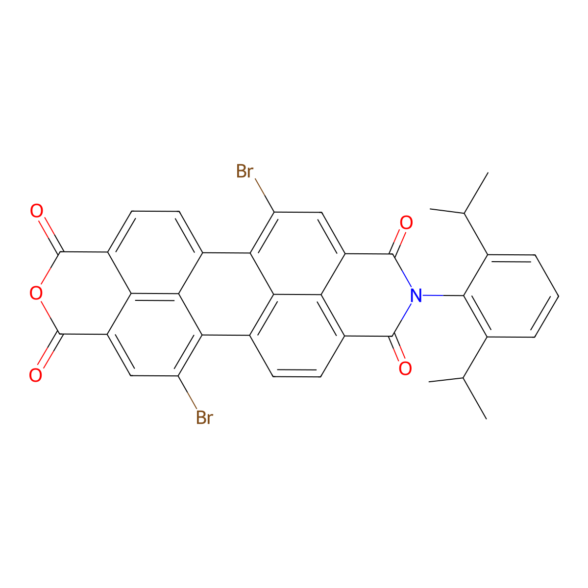 11,22-Dibromo-18-[2,6-di(propan-2-yl)phenyl]-7-oxa-18-azaheptacyclo[14.6.2.22,5.03,12.04,9.013,23.020,24]hexacosa-1(22),2,4,9,11,13(23),14,16(24),20,25-decaene-6,8,17,19-tetrone molecular structure, CAS 1616921-48-2