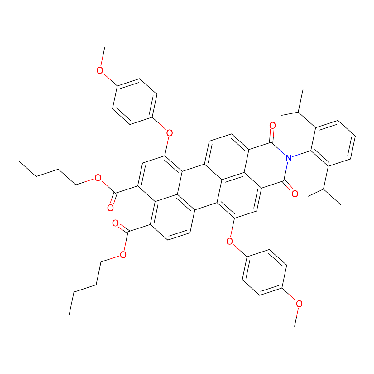 Dibutyl 16-[2,6-di(propan-2-yl)phenyl]-3,12-bis(4-methoxyphenoxy)-15,17-dioxo-16-azahexacyclo[12.6.2.12,6.011,21.018,22.010,23]tricosa-1(21),2,4,6,8,10(23),11,13,18(22),19-decaene-5,7-dicarboxylate molecular structure, CAS 1616921-49-3