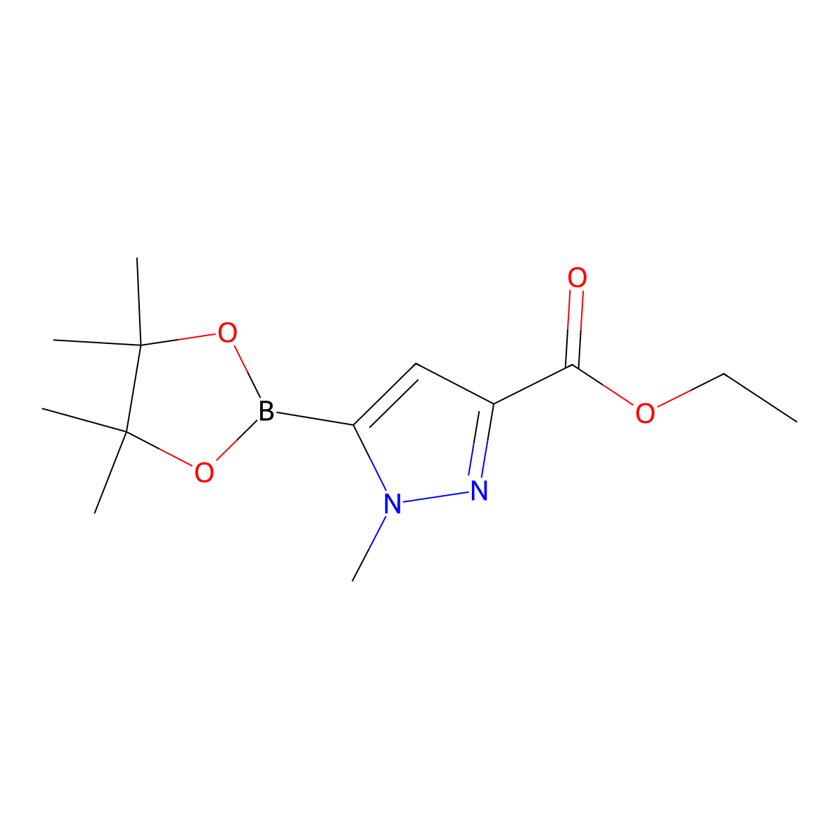 3-(Ethoxycarbonyl)-1-methylpyrazole-5-boronic acid pinacol ester molecular structure, CAS 1616930-46-1
