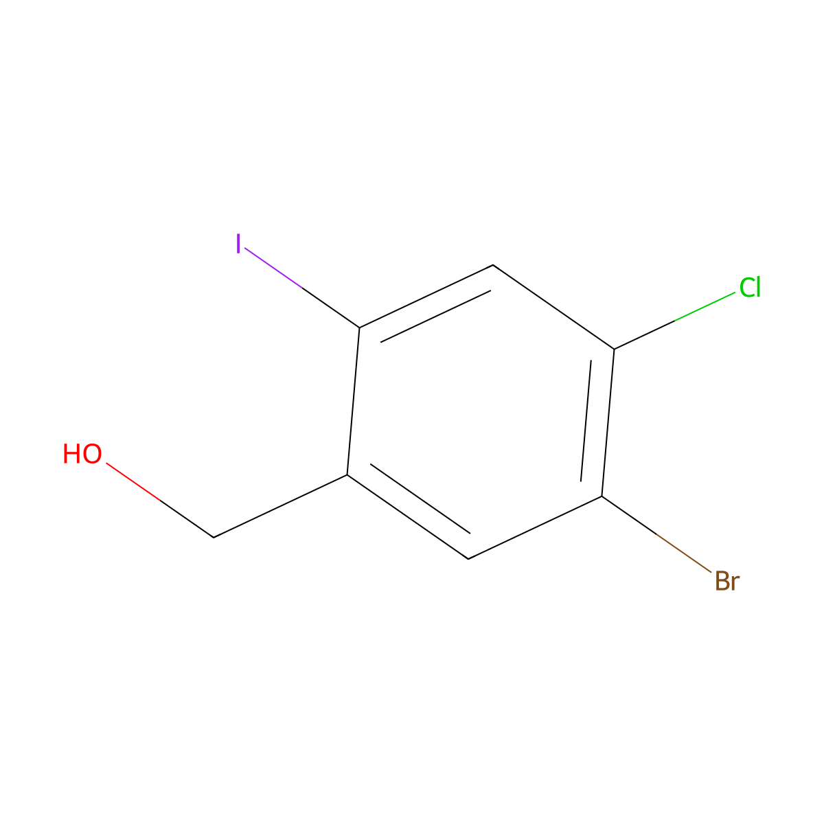 (5-Bromo-4-chloro-2-iodophenyl)methanol molecular structure, CAS 1616954-87-0