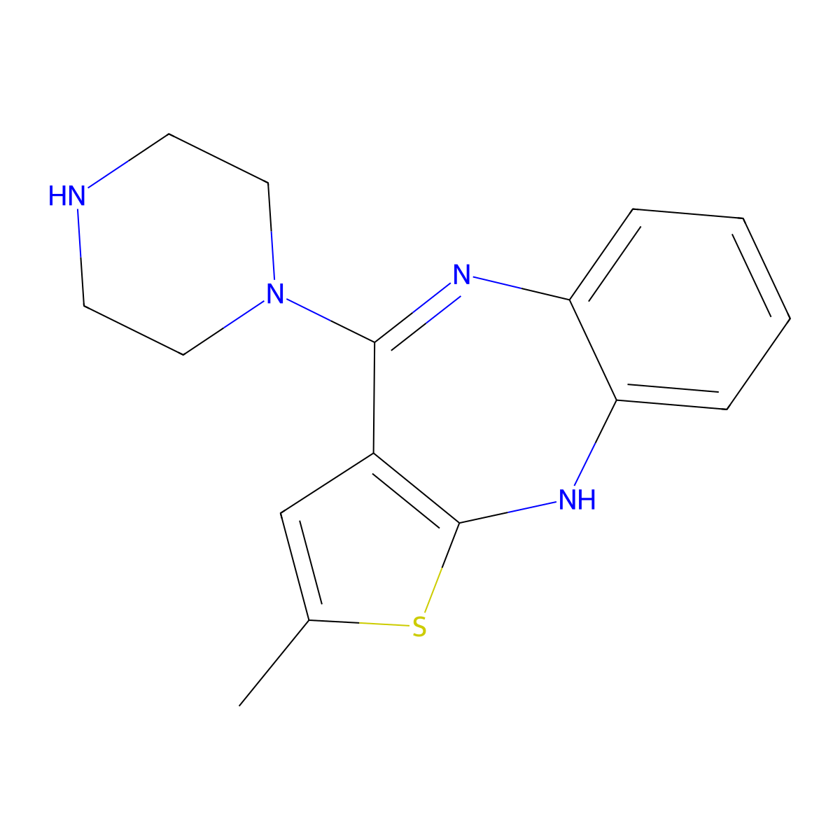 Desmethylolanzapine molecular structure, CAS 161696-76-0