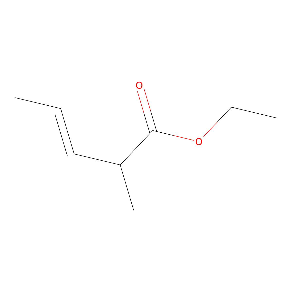 Ethyl 2-methylpent-3-enoate molecular structure, CAS 1617-23-8