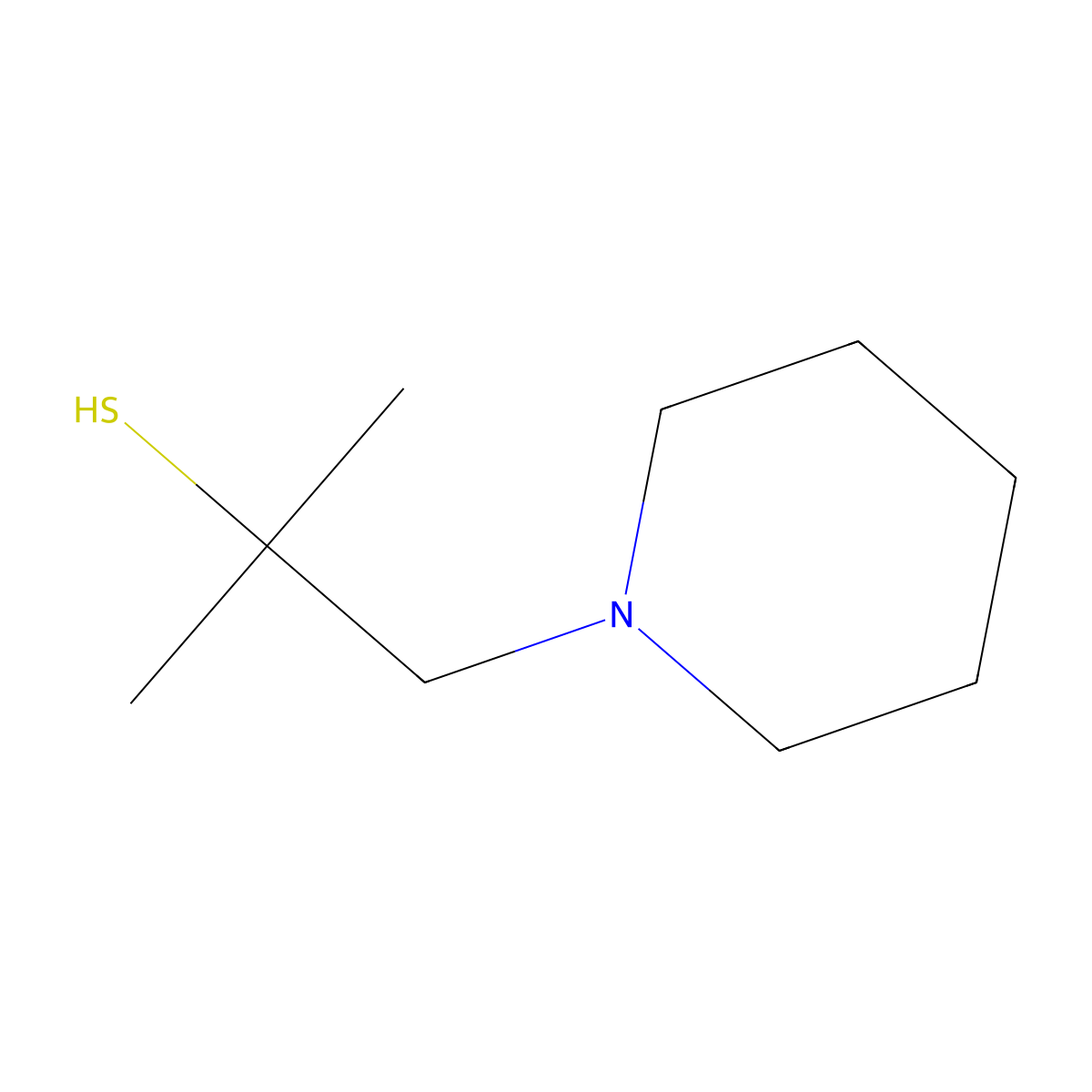 alpha,alpha-Dimethyl-1-piperidineethanethiol molecular structure, CAS 16170-32-4