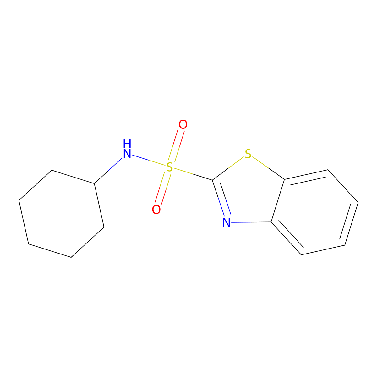 2-Benzothiazolesulfonamide, N-cyclohexyl- molecular structure, CAS 16170-33-5