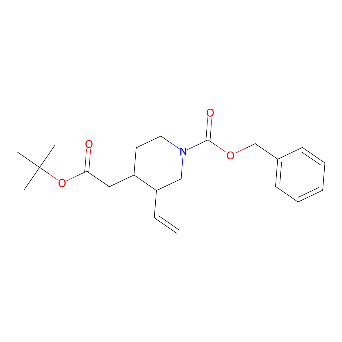 benzyl (3R,4S)-4-[2-(tert-butoxy)-2-oxoethyl]-3-ethenylpiperidine-1-carboxylate molecular structure, CAS 161711-21-3