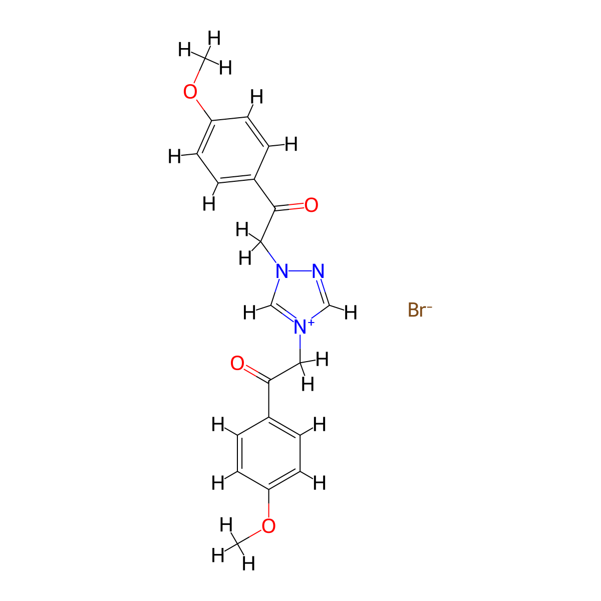 1,4-bis[2-(4-methoxyphenyl)-2-oxoethyl]-4H-1,2,4-triazol-1-ium bromide molecular structure, CAS 161713-98-0