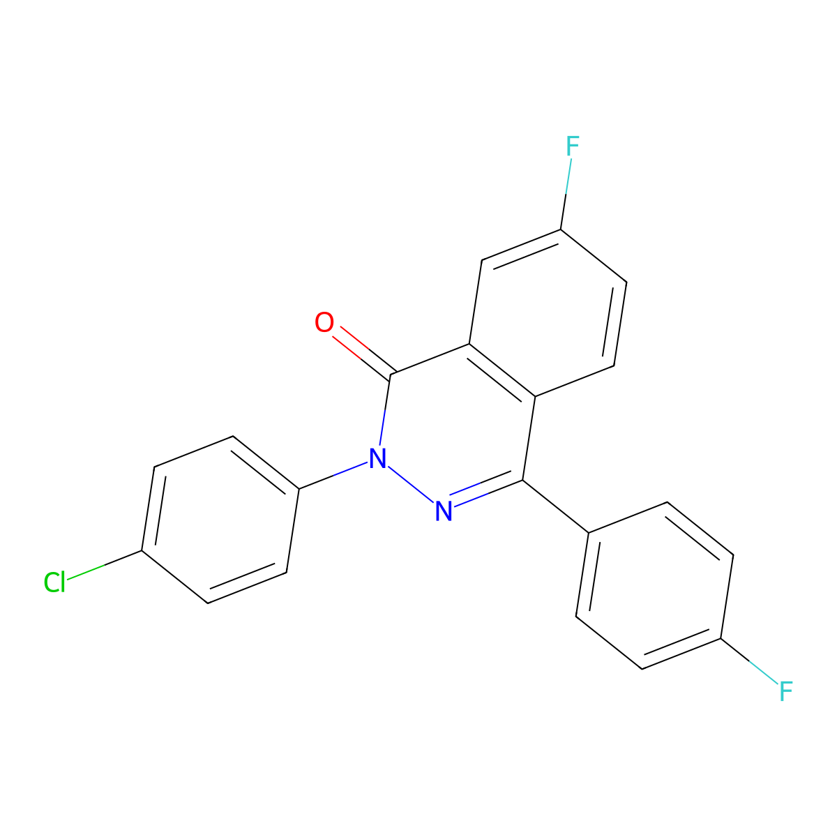 2-(4-chlorophenyl)-7-fluoro-4-(4-fluorophenyl)-1(2H)-phthalazinone molecular structure, CAS 161716-20-7
