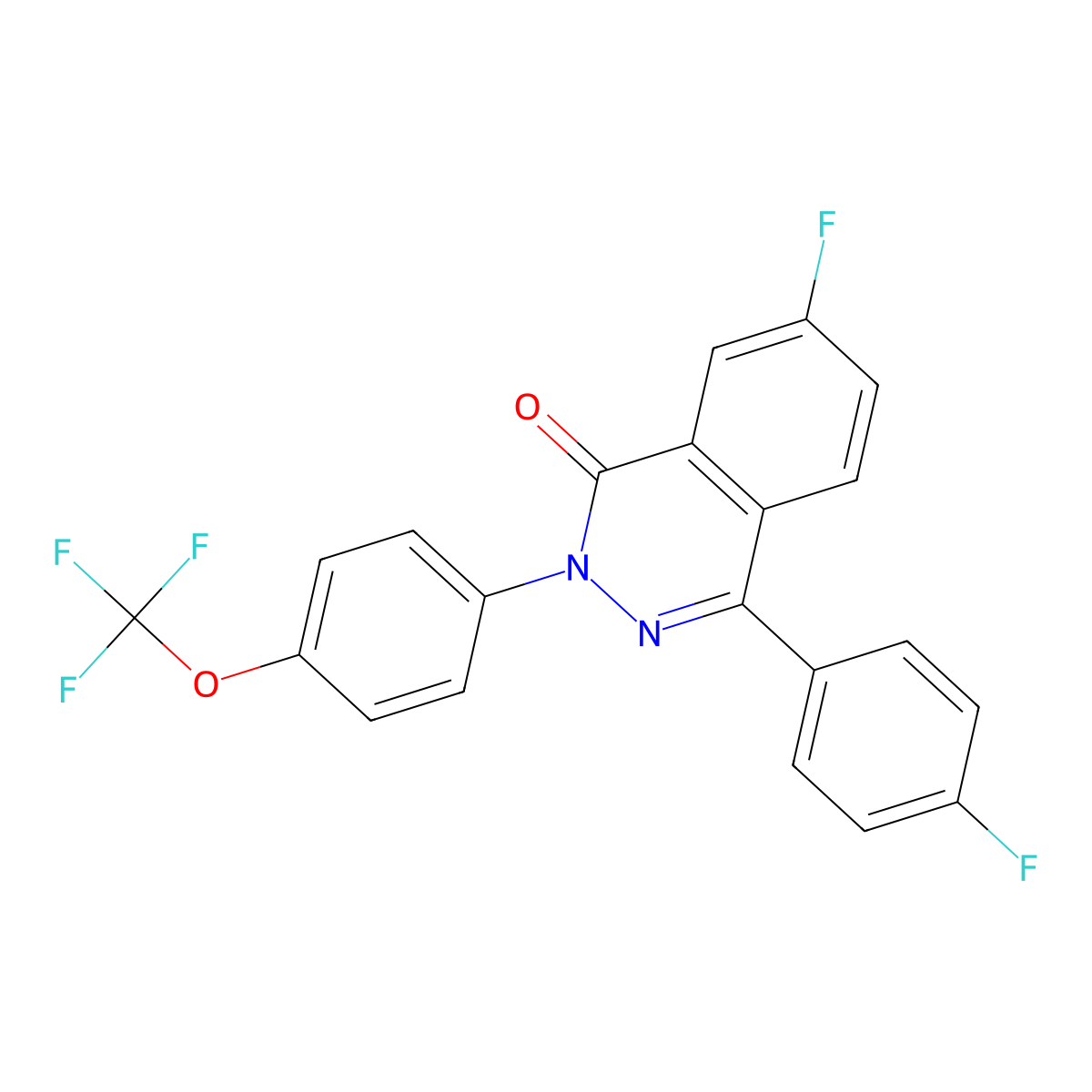 7-Fluoro-4-(4-fluorophenyl)-2-[4-(trifluoromethoxy)phenyl]phthalazin-1-one molecular structure, CAS 161716-21-8