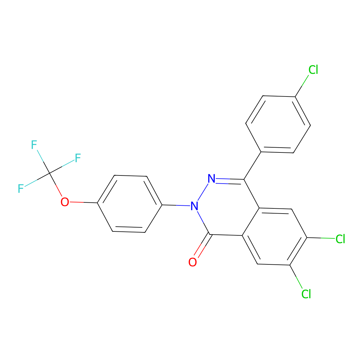 6,7-Dichloro-4-(4-chlorophenyl)-2-[4-(trifluoromethoxy)phenyl]phthalazin-1-one molecular structure, CAS 161716-24-1
