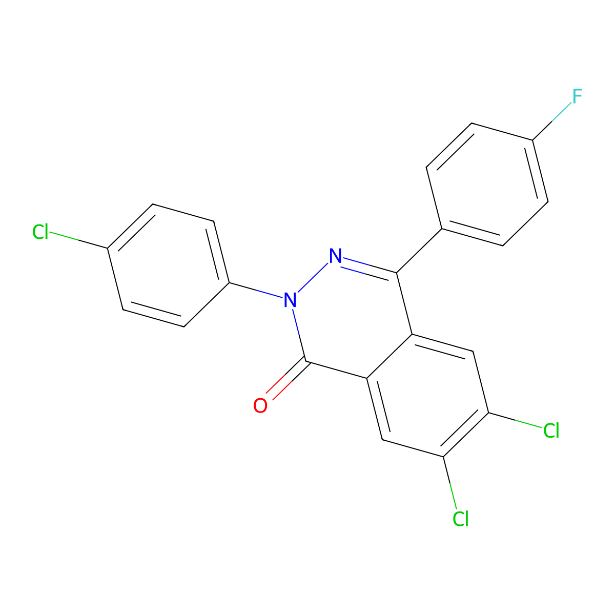 6,7-Dichloro-2-(4-chlorophenyl)-4-(4-fluorophenyl)phthalazin-1-one molecular structure, CAS 161716-25-2