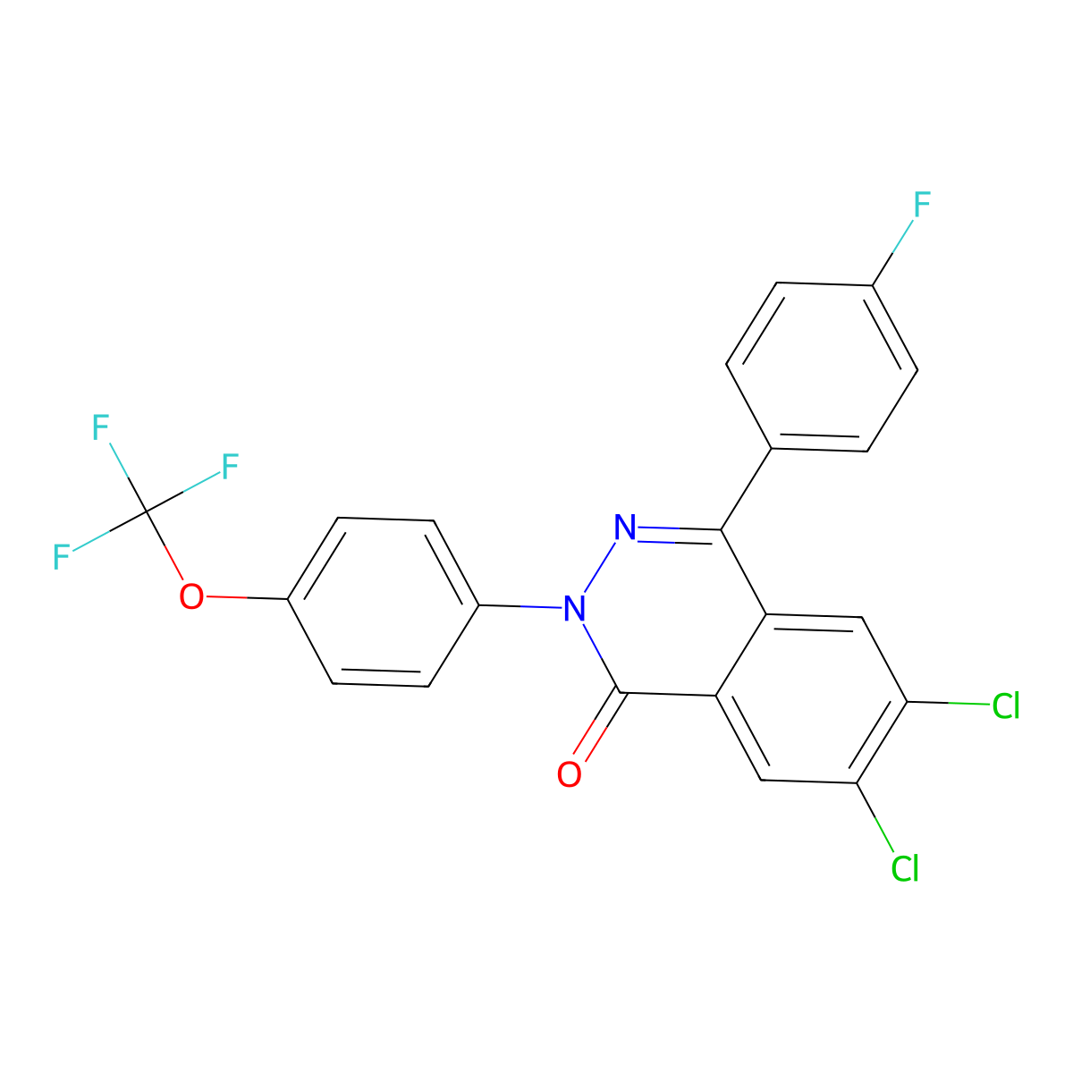 6,7-Dichloro-4-(4-fluorophenyl)-2-[4-(trifluoromethoxy)phenyl]phthalazin-1-one molecular structure, CAS 161716-26-3