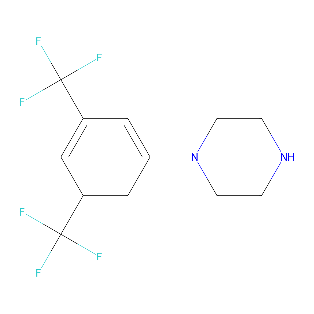 1-(3,5-Bis(trifluoromethyl)phenyl)piperazine molecular structure, CAS 16172-96-6