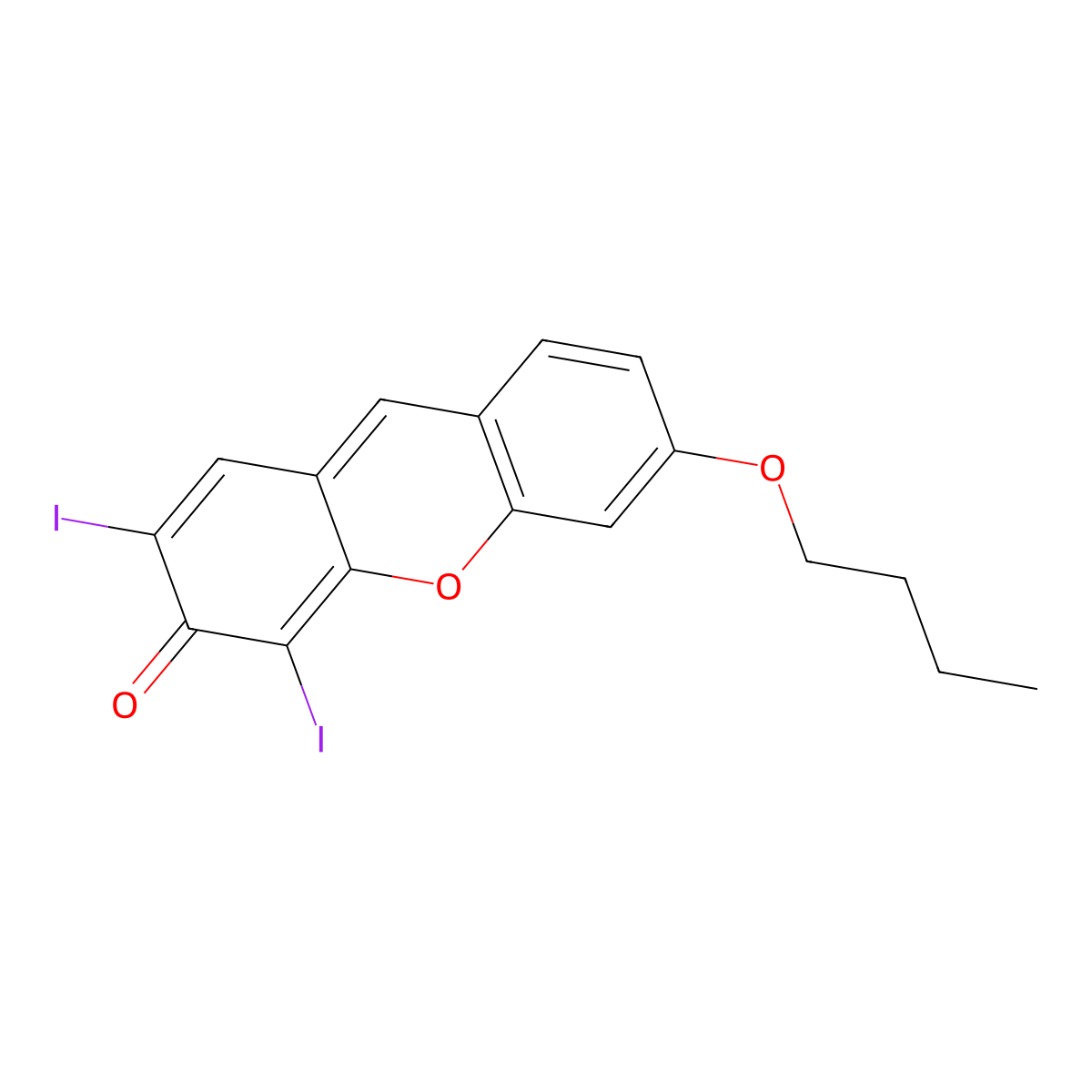 5,7-Diiodo-3-butoxy-6-fluorone molecular structure, CAS 161728-47-8