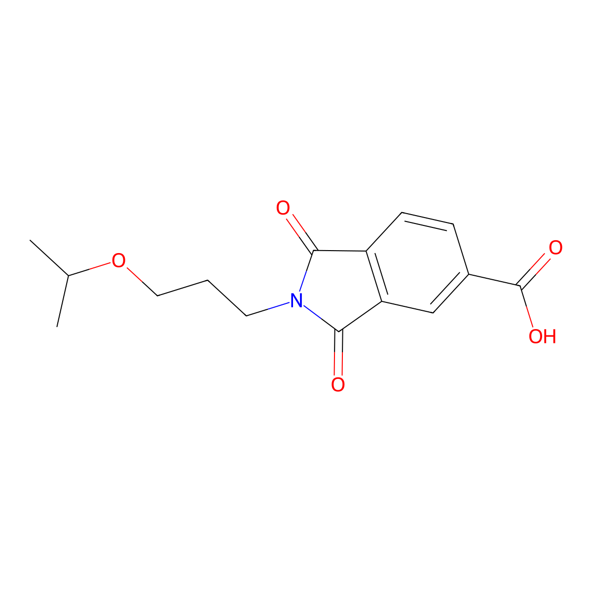 1,3-dioxo-2-[3-(propan-2-yloxy)propyl]-2,3-dihydro-1H-isoindole-5-carboxylic acid molecular structure, CAS 161742-88-7
