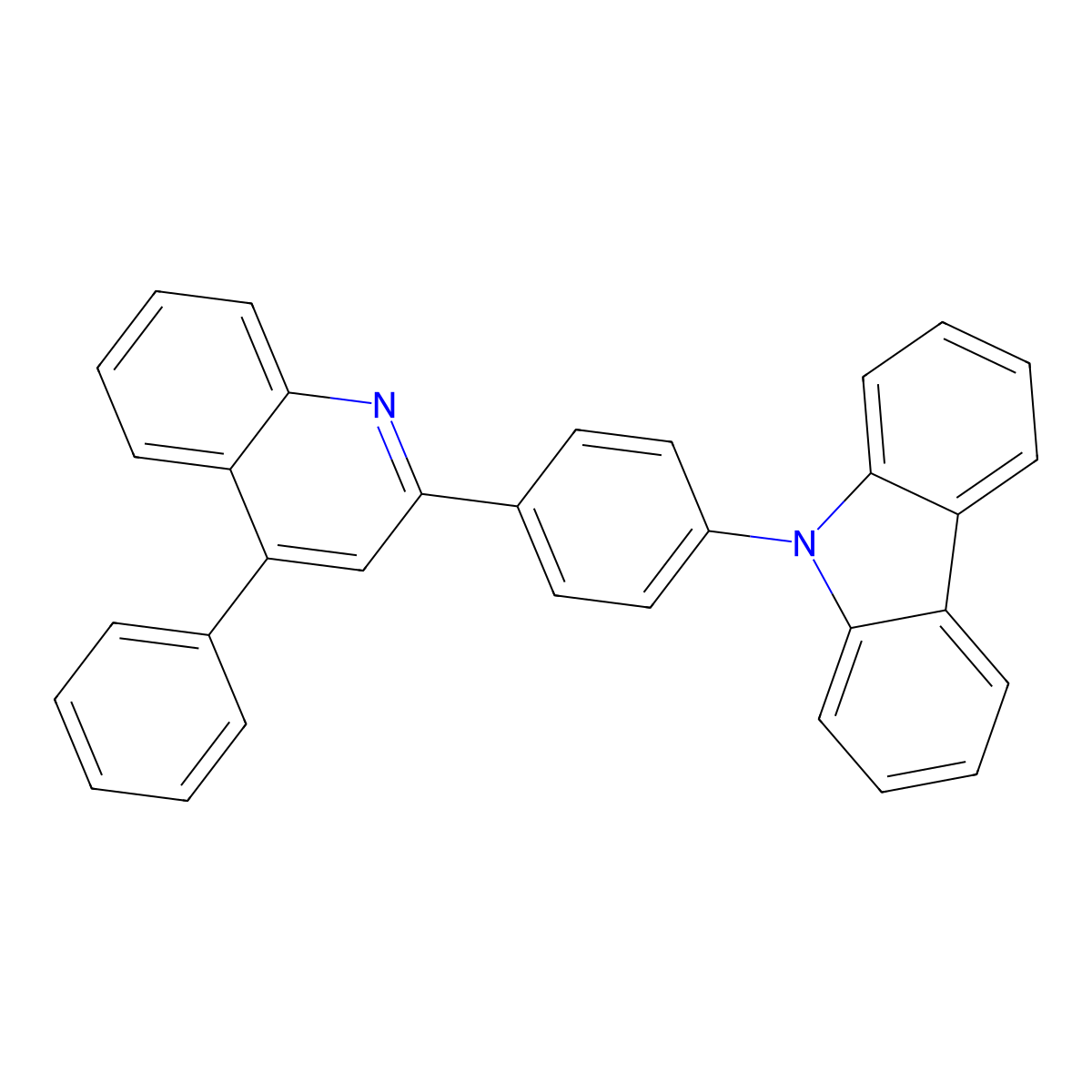 9-(4-(4-phenylquinolin-2-yl)phenyl)-9H-carbazole molecular structure, CAS 1617494-49-1