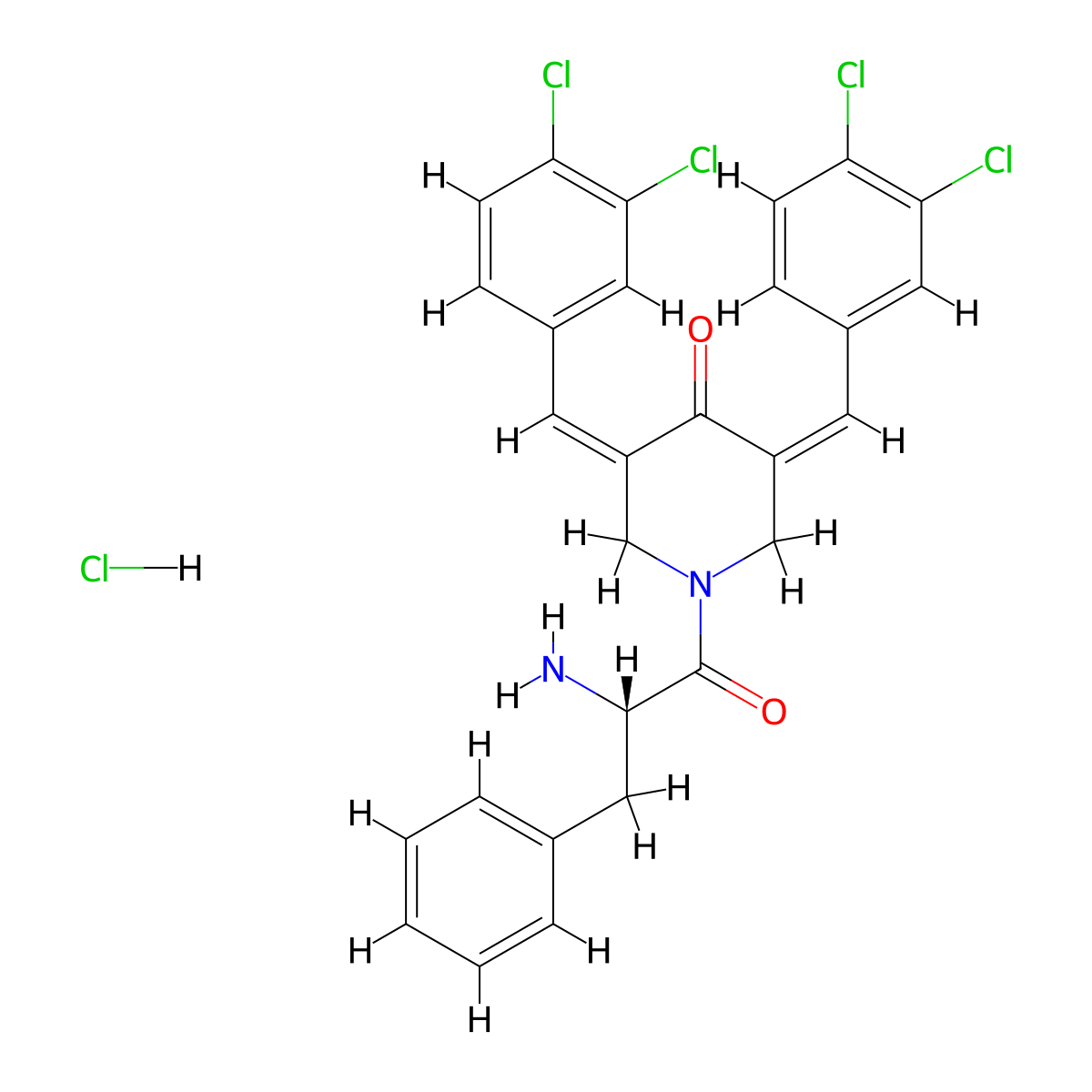 1-(L-phenylalanyl)-3,5-bis(3,4-dichlorobenzylidene)piperidin-4-one hydrochloride molecular structure, CAS 1617495-03-0