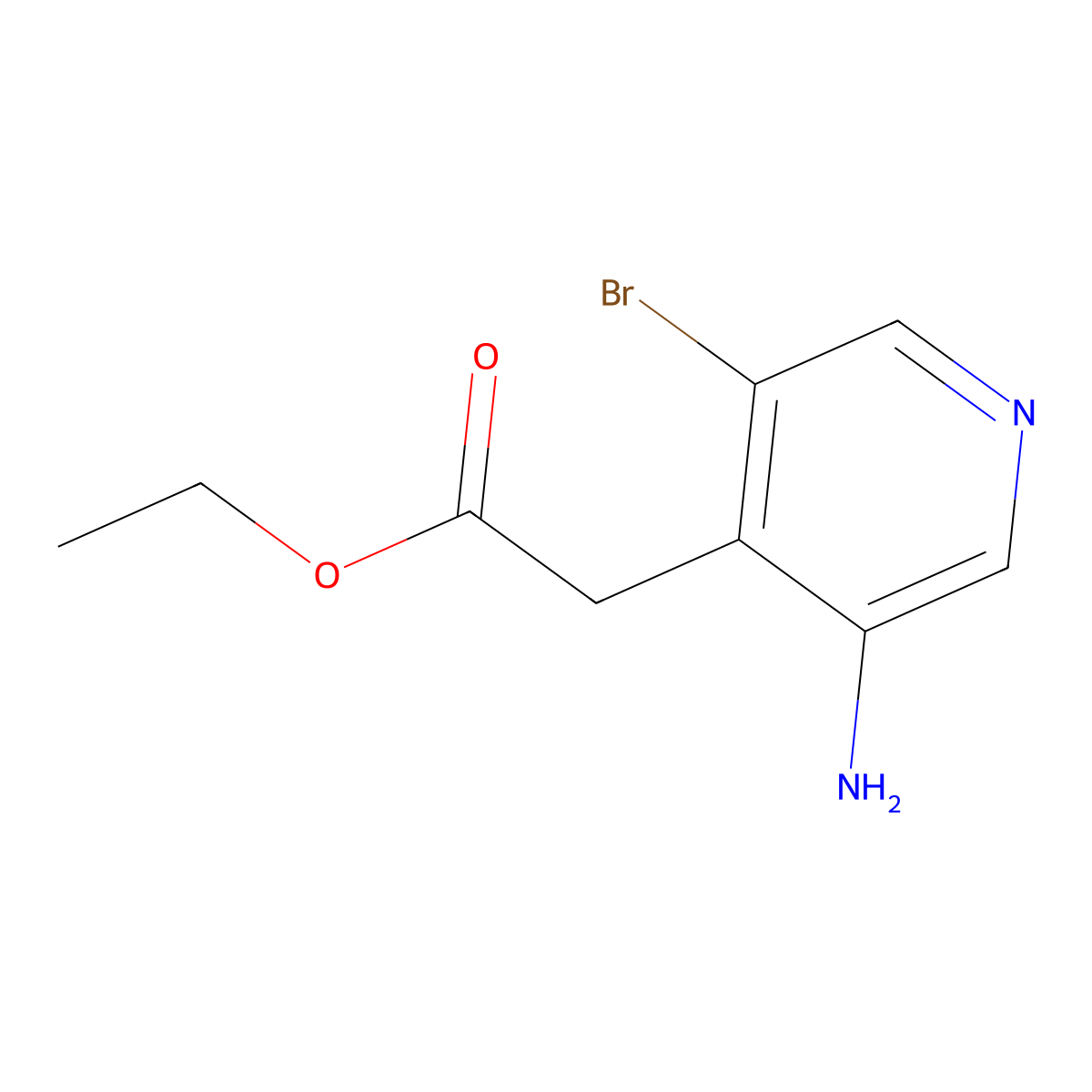 Ethyl 2-(3-amino-5-bromopyridin-4-yl)acetate molecular structure, CAS 1617514-90-5