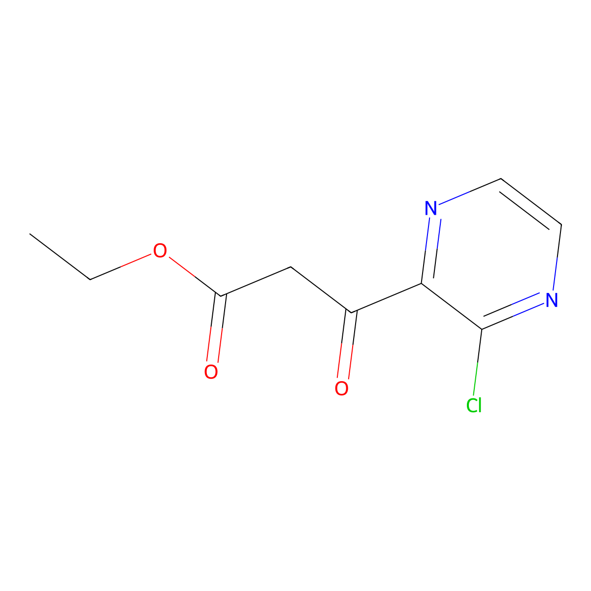 Ethyl 3-chloro-beta-oxo-2-pyrazinepropanoate molecular structure, CAS 1617540-00-7
