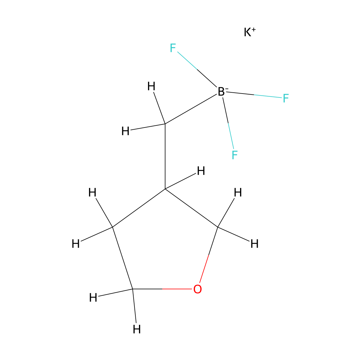 Potassium trifluoro[(oxolan-3-yl)methyl]boranuide molecular structure, CAS 1617543-86-8