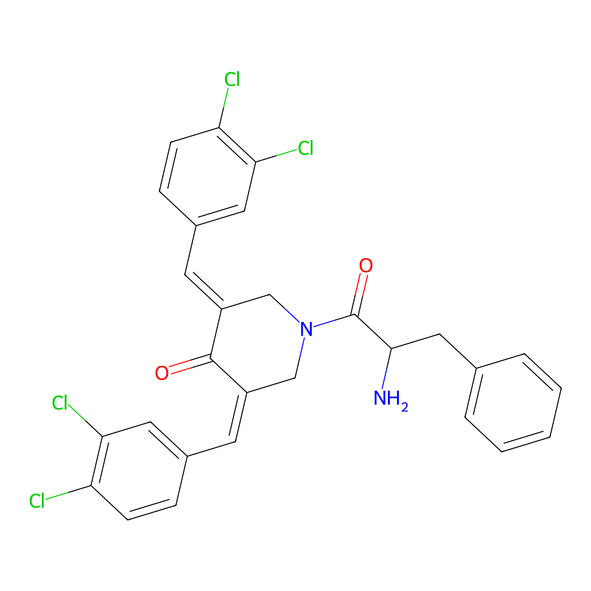 1-(L-phenylalanyl)-3,5-bis(3,4-dichlorobenzylidene)piperidin-4-one molecular structure, CAS 1617572-02-7