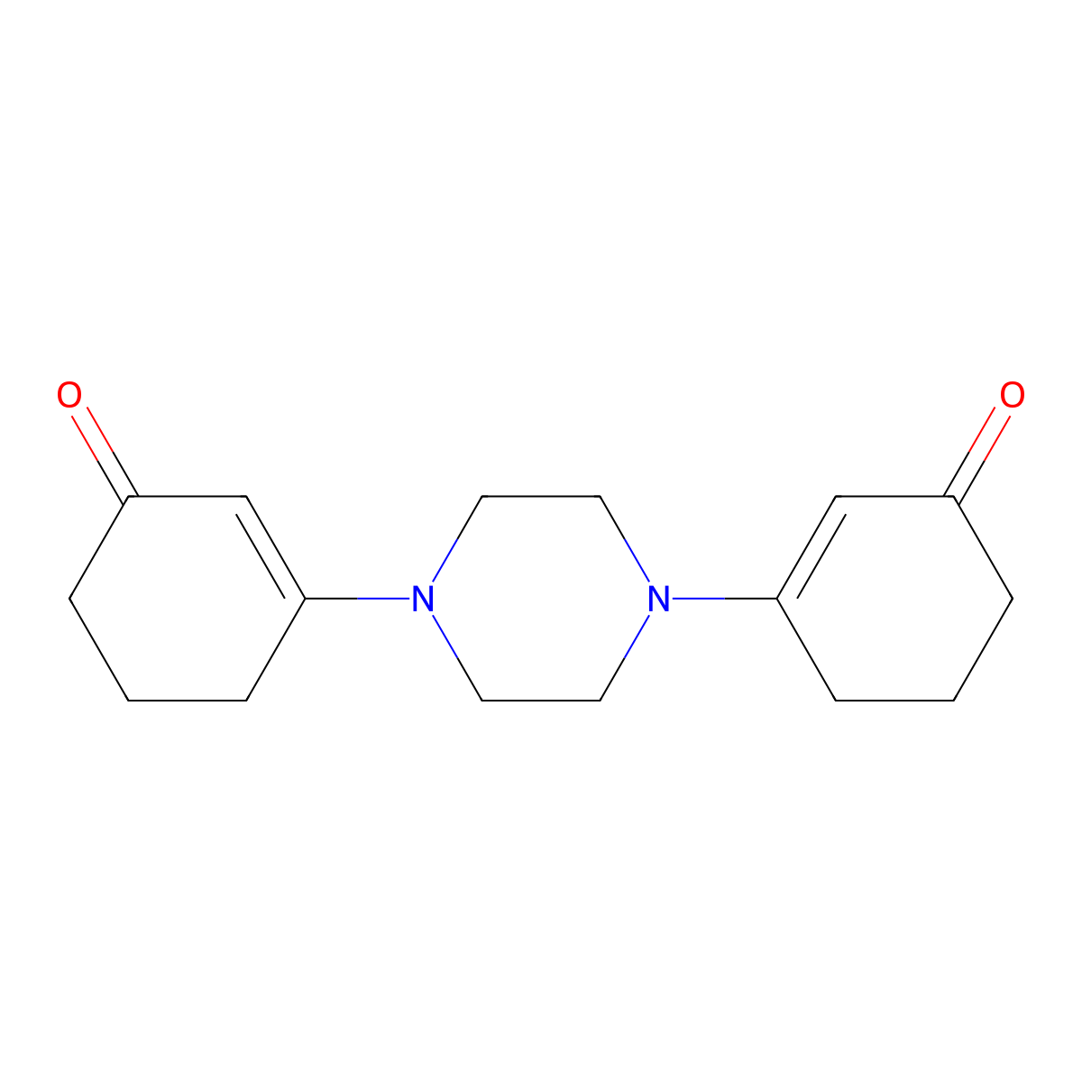 3-[4-(3-Oxocyclohex-1-enyl)piperazinyl]cyclohex-2-en-1-one molecular structure, CAS 16179-68-3