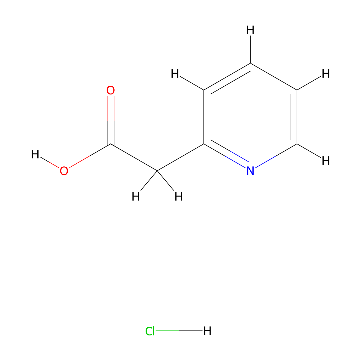 2-Pyridineacetic acid, hydrochloride (1:1) molecular structure, CAS 16179-97-8