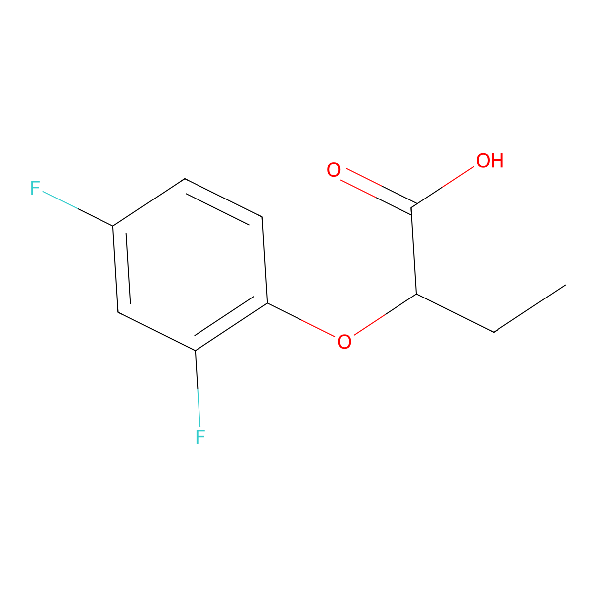 2-(2,4-Difluorophenoxy)butanoic acid molecular structure, CAS 161790-21-2