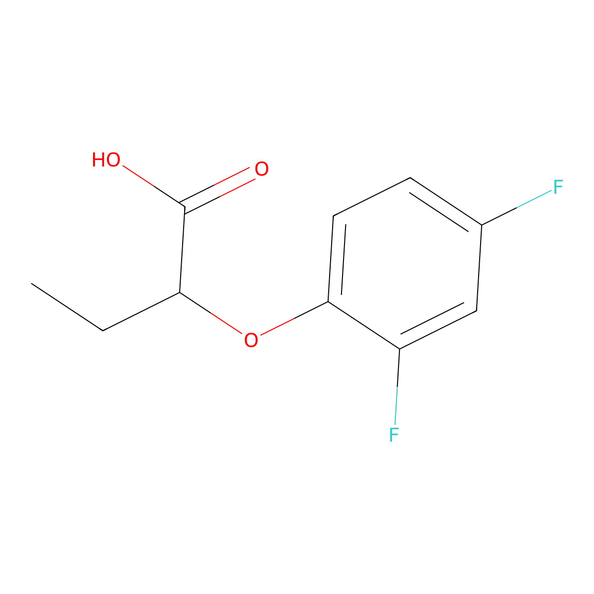 2-(2,4-Difluorophenoxy)butanoic acid molecular structure, CAS 161790-21-2