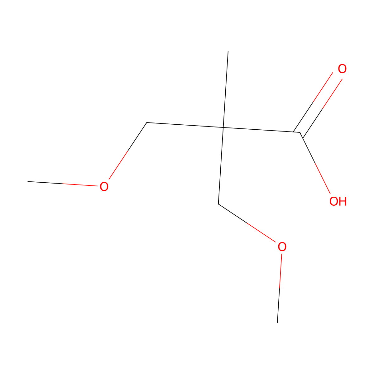 3-Methoxy-2-(methoxymethyl)-2-methylpropanoic acid molecular structure, CAS 161790-45-0