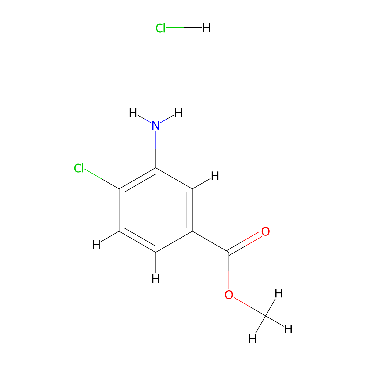 3-Amino-4-chlorobenzoic acid methyl ester hydrochloride molecular structure, CAS 161796-15-2