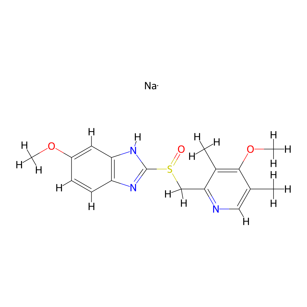 5-Methoxy-2-[[(4-methoxy-3,5-dimethyl-2-pyridyl)methyl]sulfinyl]-1H-benzimidazole sodium salt molecular structure, CAS 161796-77-6