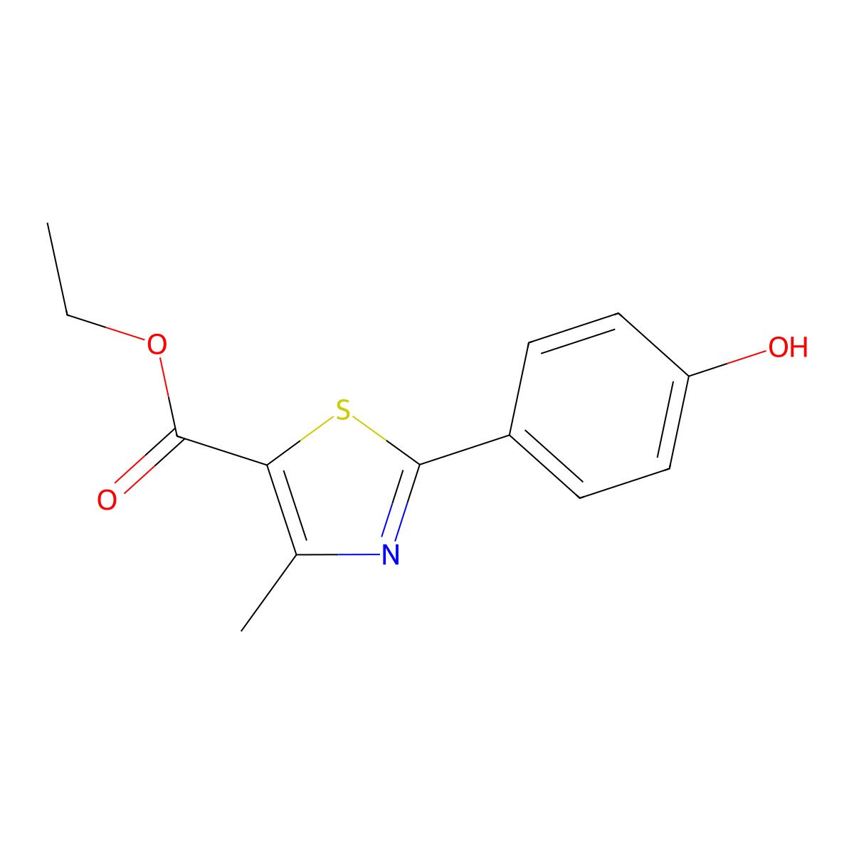 Ethyl 2-(4-hydroxyphenyl)-4-methyl-1,3-thiazole-5-carboxylate molecular structure, CAS 161797-99-5