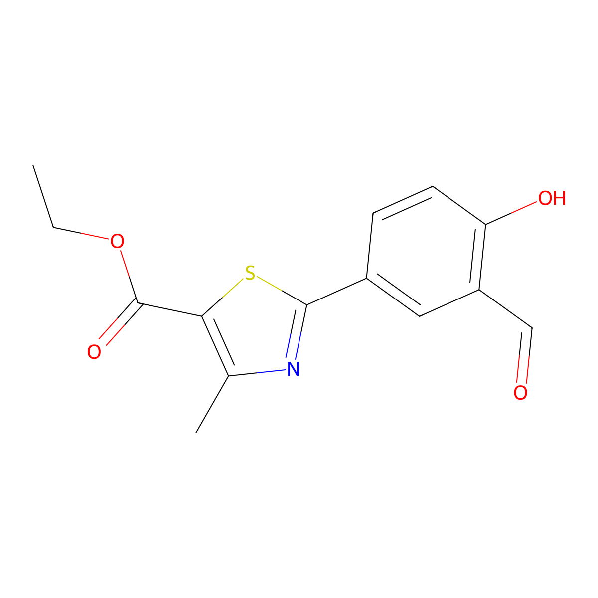 5-Thiazolecarboxylic acid, 2-(3-formyl-4-hydroxyphenyl)-4-methyl-, ethyl ester molecular structure, CAS 161798-01-2