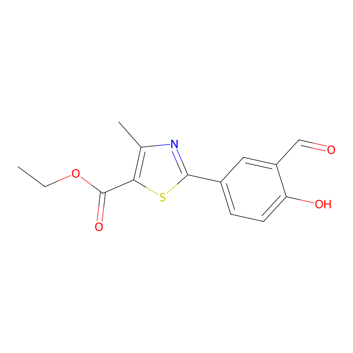 5-Thiazolecarboxylic acid, 2-(3-formyl-4-hydroxyphenyl)-4-methyl-, ethyl ester molecular structure, CAS 161798-01-2