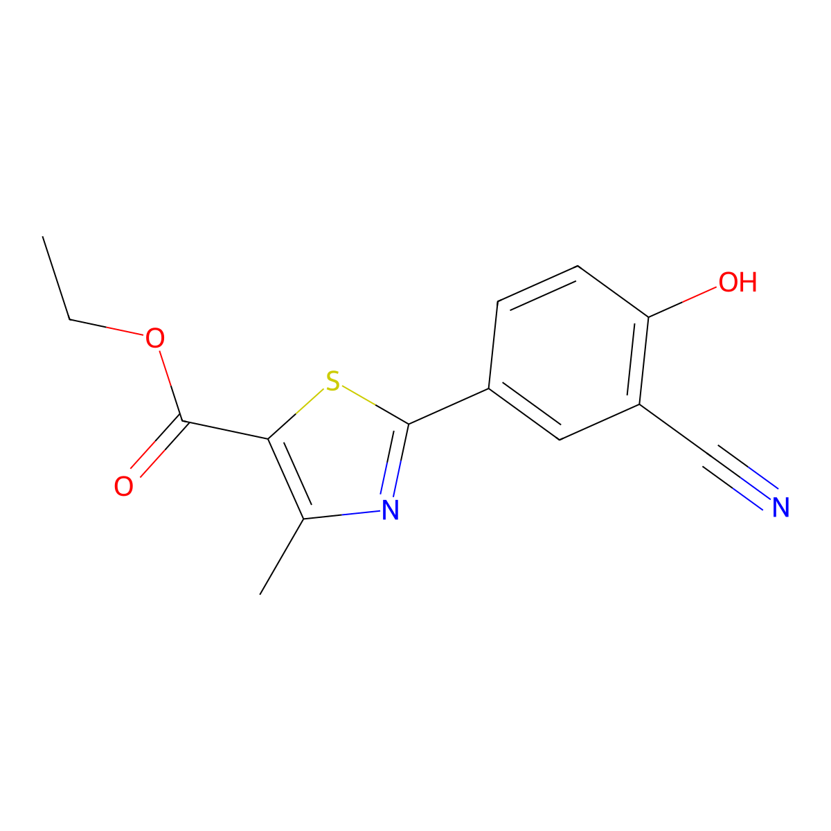 Ethyl 2-(3-cyano-4-hydroxyphenyl)-4-methyl-5-thiazolecarboxylate molecular structure, CAS 161798-02-3