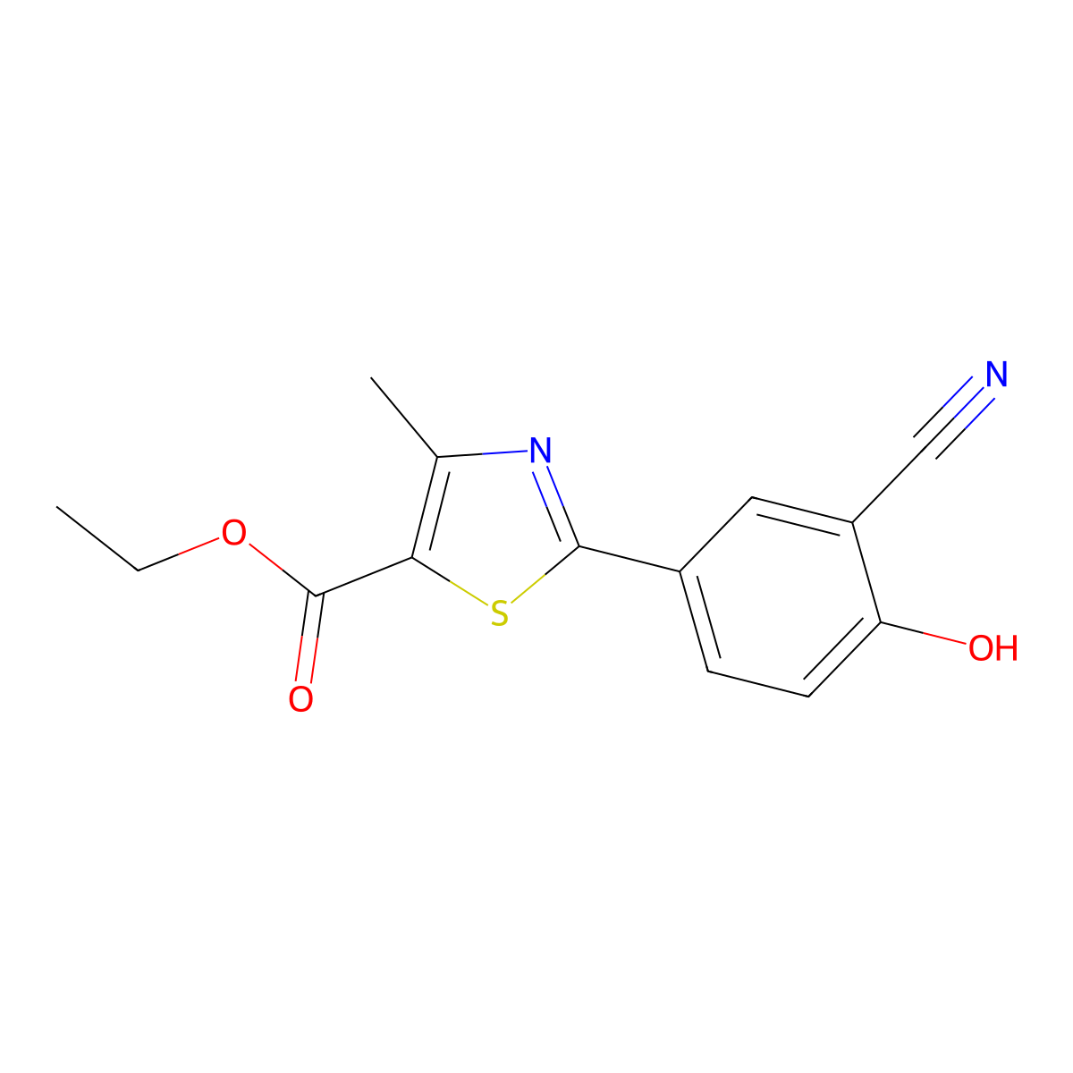 Ethyl 2-(3-cyano-4-hydroxyphenyl)-4-methyl-5-thiazolecarboxylate molecular structure, CAS 161798-02-3