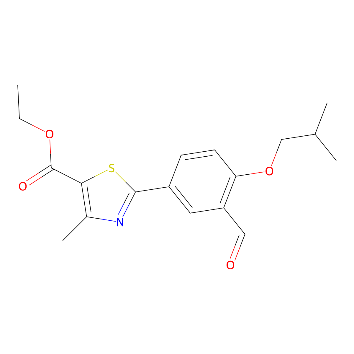 5-Thiazolecarboxylic acid, 2-[3-formyl-4-(2-methylpropoxy)phenyl]-4-methyl-, ethyl ester molecular structure, CAS 161798-03-4