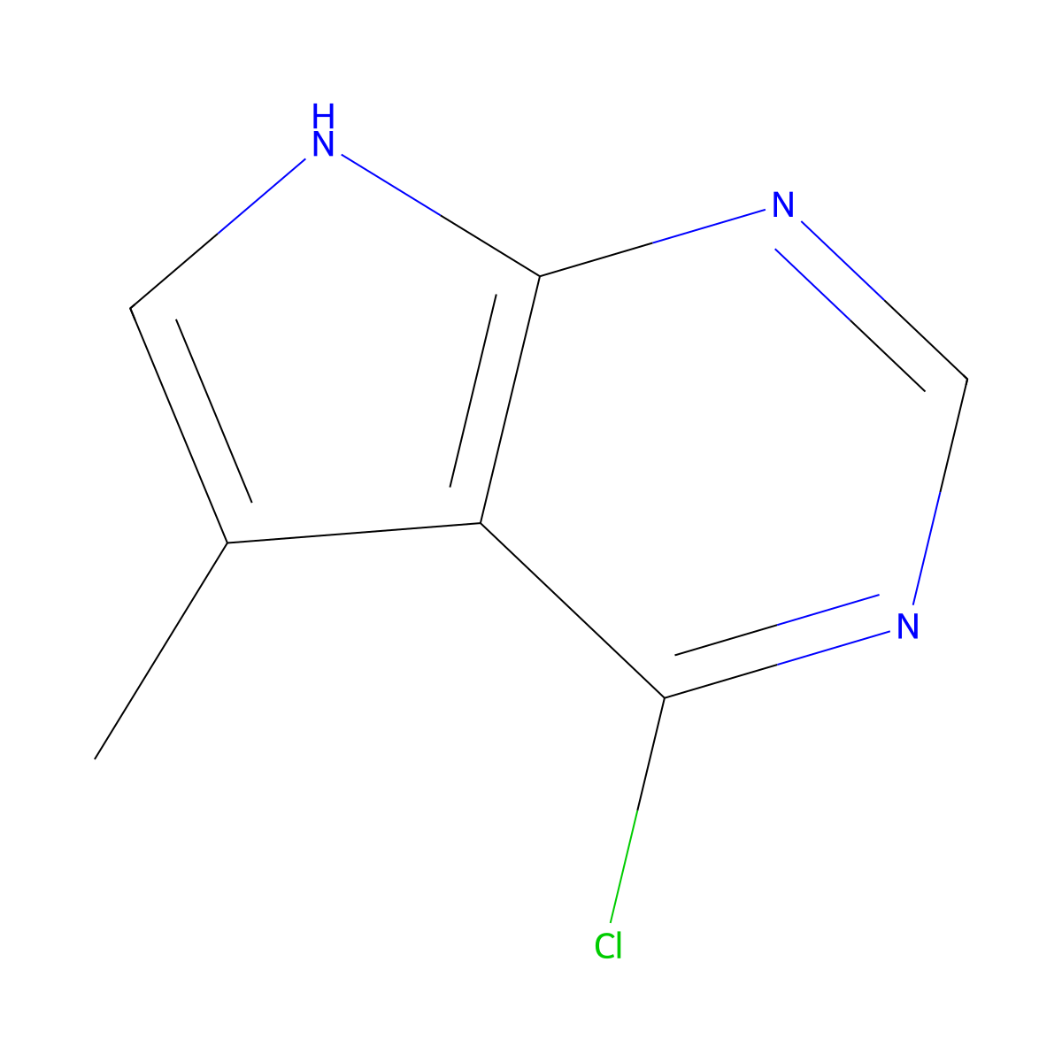 4-Chloro-5-methyl-7H-pyrrolo(2,3-d)pyrimidine molecular structure, CAS 1618-36-6