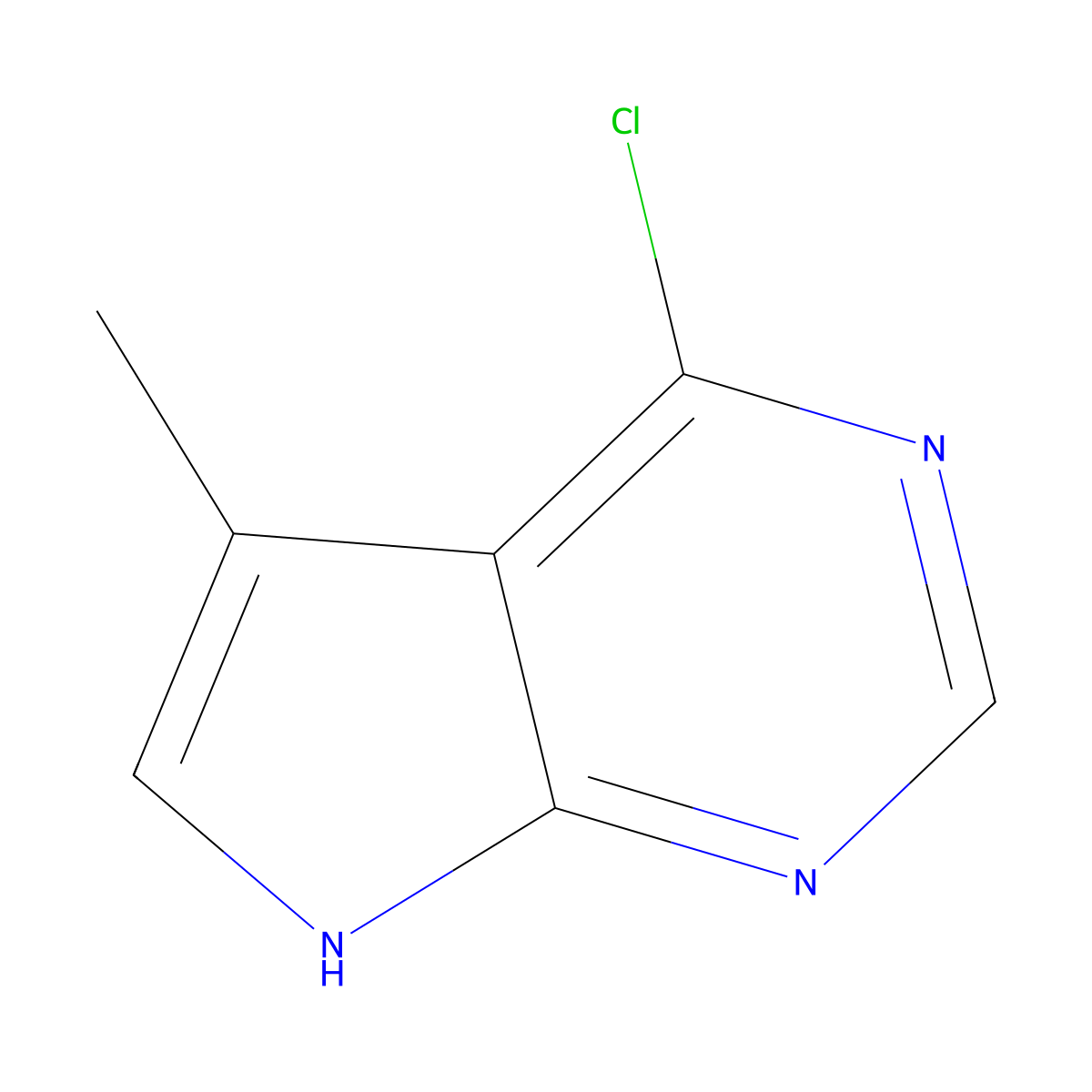 4-Chloro-5-methyl-7H-pyrrolo(2,3-d)pyrimidine molecular structure, CAS 1618-36-6